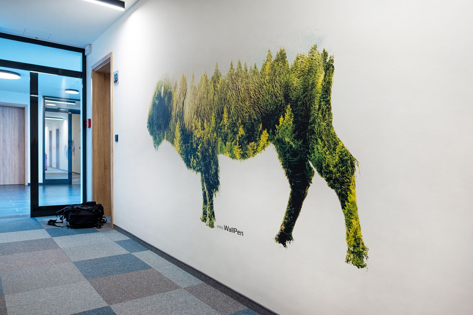 Buffalo forest double-exposure wall mural